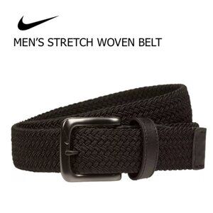 Nike Men's Solid Stretch Woven Golf Belt Black Large (38-40)
